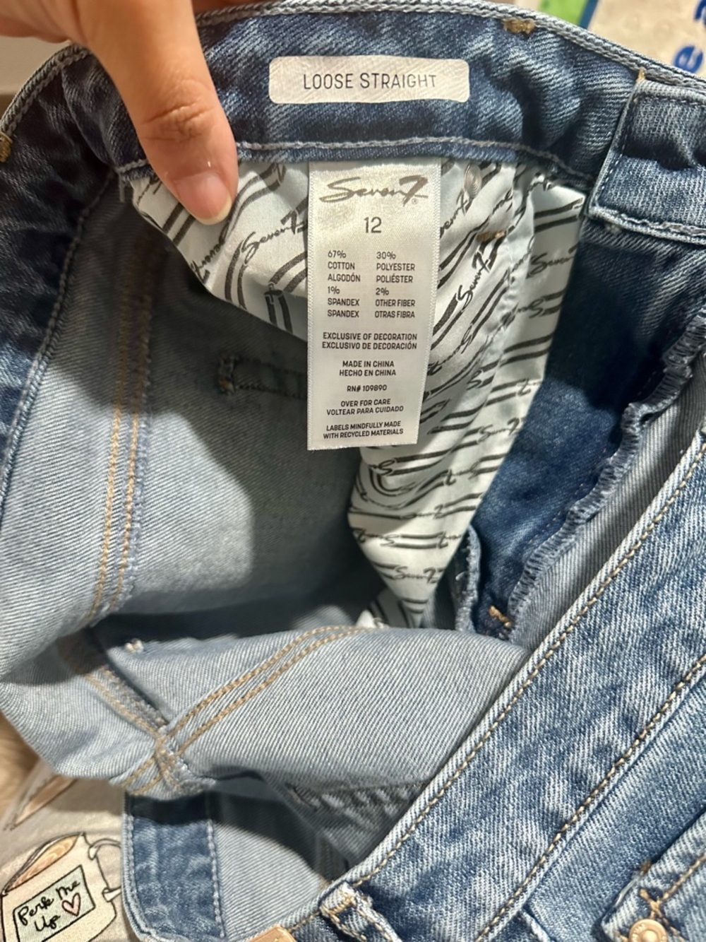 Seven7 Featherlight Straight Wide Leg Jeans in Size 12 Blue Denim - Picture 15 of 16